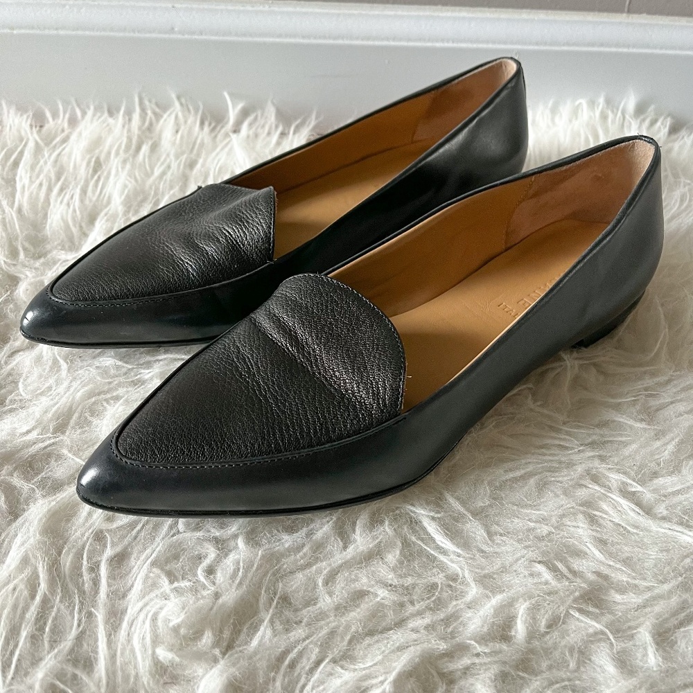 Everlane The Modern Point Loafer - Black Leather | Size 11